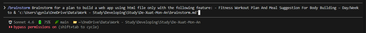 Brainstorm command output