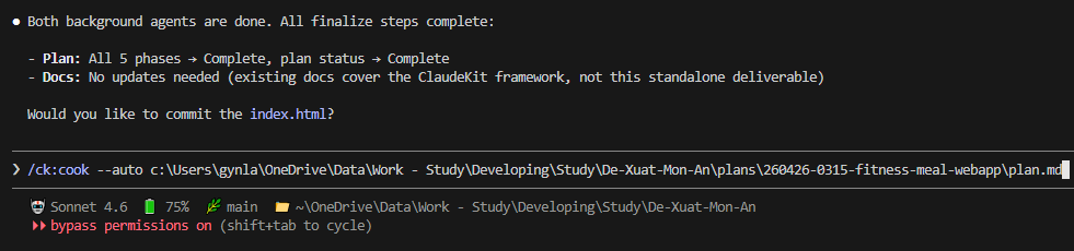 CK Cook auto output