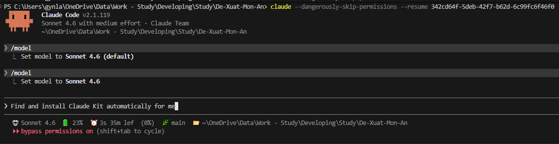 Claude Code auto-install output