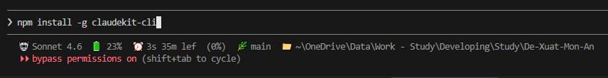 Terminal npm install output