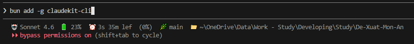 Terminal bun install output